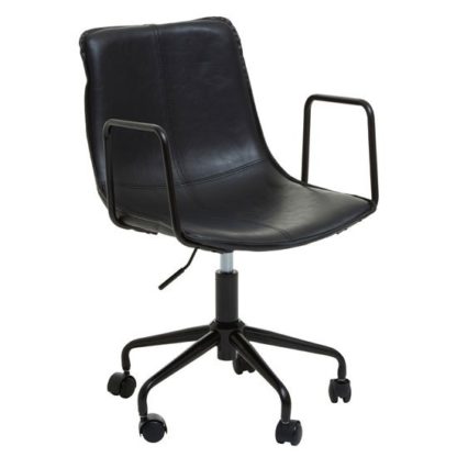 48db9d9dbbe9dbd638fc4a9c4089e5322a4344c9c503fbf20650bb2095ae4b35.jpg An Image of Brinson Leather Home And Office Chair In Black