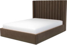 An Image of Cory King Size Ottoman Storage Bed, Mushroom Taupe Cotton Velvet