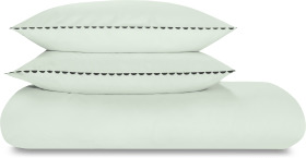 An Image of Kokoda Cotton Trim Duvet Cover + 2 Pillowcases, Double, Seagrass Green