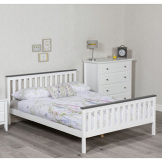 An Image of Setae Wooden Double Bed In White And Grey
