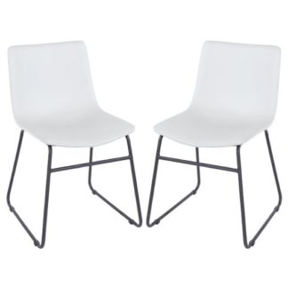 An Image of Arturo Grey PU Dining Chairs With Black Metal Legs In Pair