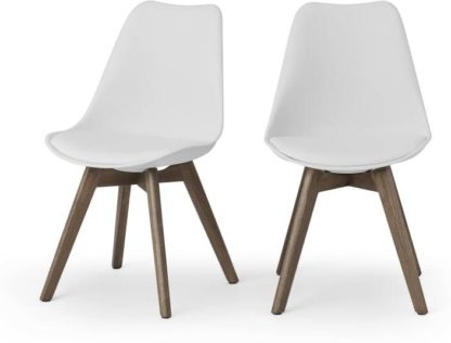 An Image of Deon Set of 2 Dining Chairs, White with Dark Stain Legs