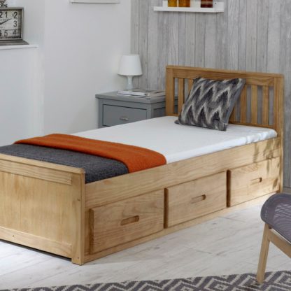 An Image of Mission Waxed Pine Storage Bed Brown