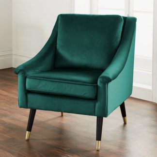 An Image of Provo Velvet Upholstered Armchair In Deep Green