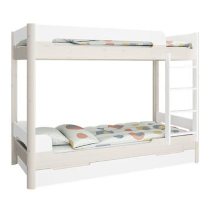 An Image of Oniria Wooden Bunk Bed With Guest Bed In Whitewash White