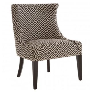 An Image of Trento Fabric Upholstered Accent Chair In Beige And Black