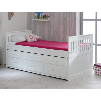 An Image of Captains Wooden Storage Single Bed With Guest Bed In White