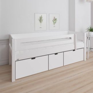 An Image of Morden Kids Day Bed With Saftey Rail 3 Drawers In Snow White