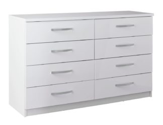 An Image of Argos Home Hallingford Gloss 4+4 Drawer Chest - White