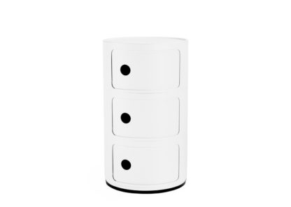 An Image of Kartell Componibili Cabinet 2 Elements Recycled Plastic Matt White