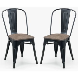 An Image of Grafton Mocha Elm Wooden Dining Chairs With Metal Frame In Pair
