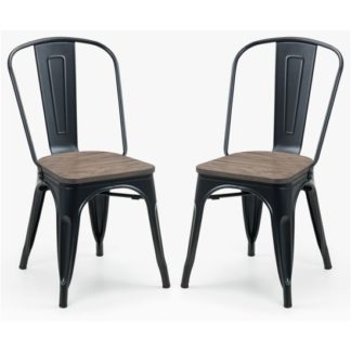 An Image of Grafton Mocha Elm Wooden Dining Chairs With Metal Frame In Pair