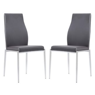 An Image of Mexa Dark Brown Faux Leather High Back Dining Chairs In Pair