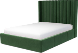 An Image of Cory Double Bed with Storage Drawers, Lichen Green Cotton Velvet