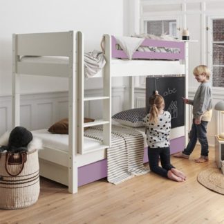 An Image of Morden Kids Wooden Bunk Bed With Safety Rail In Dusty Rose