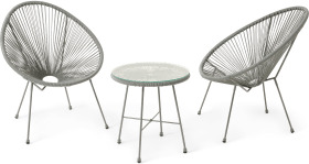 An Image of 2 Seat Garden Aperitif Set, Grey