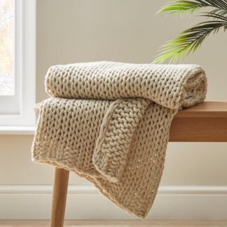 An Image of Chunky Knit White Throw White