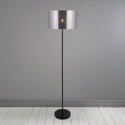 An Image of Volos Shiny Black Floor Lamp Silver