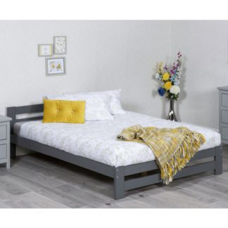 An Image of Zenota Wooden Double Bed In Grey