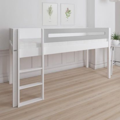 5f75c4f480d8b68cae80d2988f6dfa1cfb73f971498ced0cd54a7864d60dd0b0.jpg An Image of Morden Kids Mid Sleeper Bed With Safety Rail In Silver Grey
