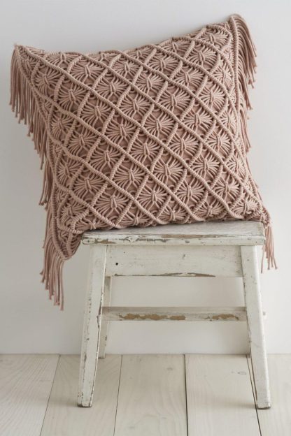 An Image of Macrame Diamond Cushion