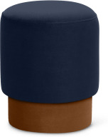 An Image of Volta Pouffe, Small, Interstellar Blue & Cinnamon Velvet