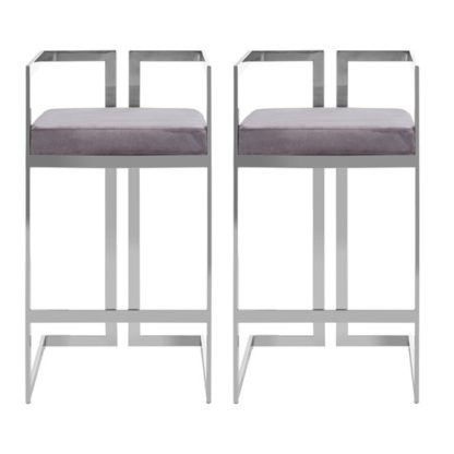 60c6010fb95f725c3c97e15c26c61c85e3dcaa7b8ee6fcdae0f87d842b8d8dc4.jpg An Image of Azaltro Grey Velvet Bar Stools With Silver Metalframe In Pair