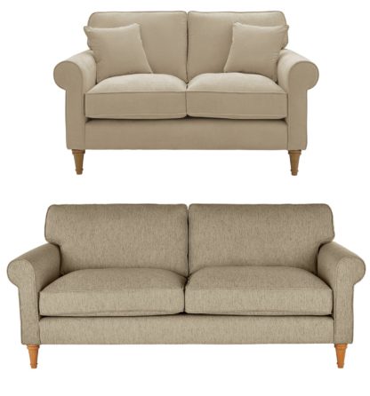 An Image of Habitat William Fabric 2 Seater & 3 Seater Sofa - Natural