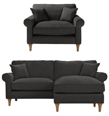 An Image of Habitat William Fabric Chair & Corner Sofa - Charcoal