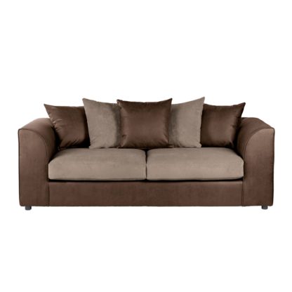 An Image of Blake Fabric Combo 3 Seater Sofa Chocolate (Brown)