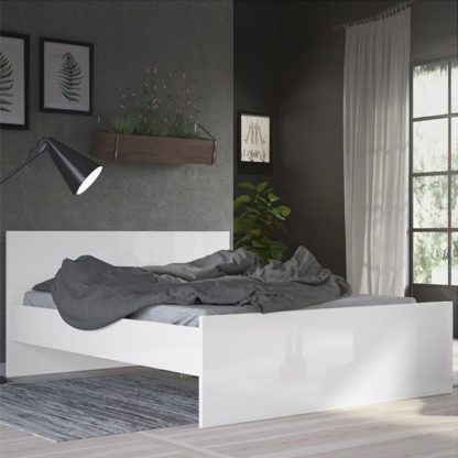 An Image of Nakou High Gloss King Size Bed In White