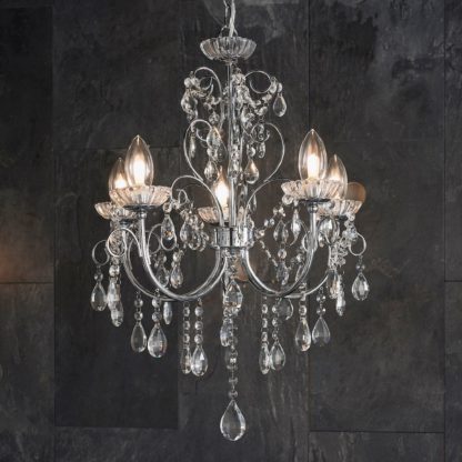 An Image of Vogue Tabitha 5 Light 51cm Chandelier Chrome