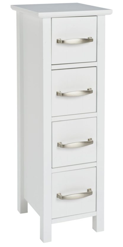 An Image of Argos Home Tongue & Groove 4 Drawer Slimline Unit - White