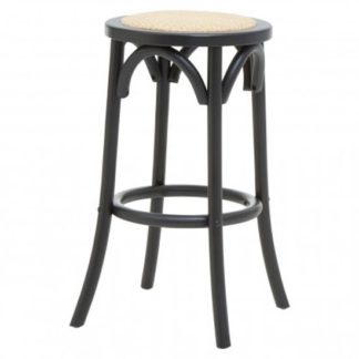An Image of Corson Cane Rattan Stool In Black
