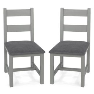 An Image of Perth Grey Wooden Dining Chairs With Padded Seat In A Pair