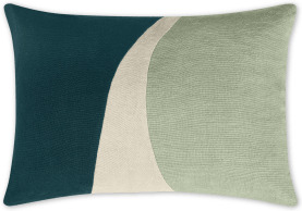 An Image of Favreau Linen Blend Cushion, 35x50cm, Teal and Grey