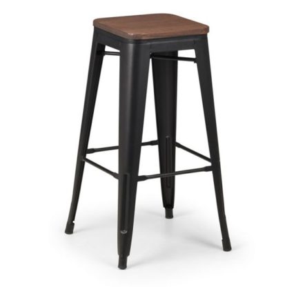 An Image of Grafton Backless Bar Stool In Mocha Elm With Satin Black Legs