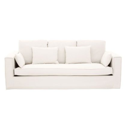 An Image of Manton Fabric Upholstered 3 Seater Sofa In Cream