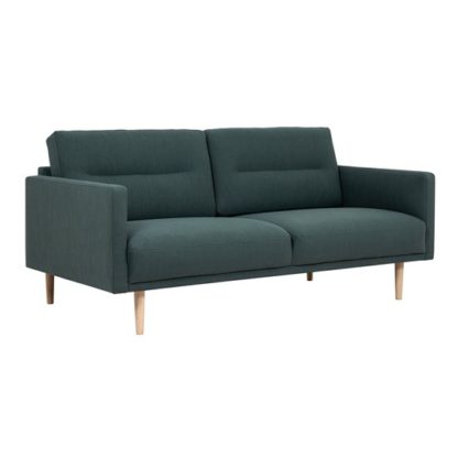 An Image of Nexa Fabric 2 Seater Sofa In Dark Green With Oak Legs