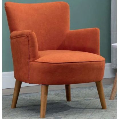7245ab574ea5e489f1961ffc4a55aeee6fba3cdcd3db689382528603db044252.jpg An Image of Keira Fabric Upholstered Armchair In Sunburst Orange