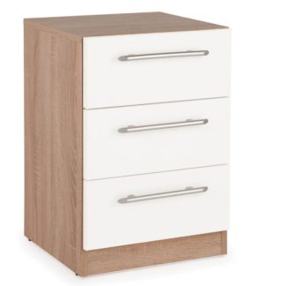 An Image of Hyde 3 Drawer Bedside Brown and White