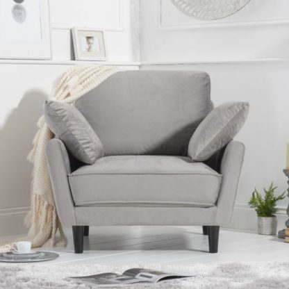 An Image of Caropy Velvet Upholstered Armchair In Grey