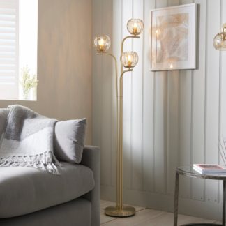 An Image of Vogue Arkoma Glass Floor Lamp Brass