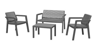 An Image of Keter Emily 4 Seater Rattan Effect Sofa Set