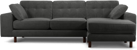 An Image of Content by Terence Conran Tobias, Right Hand facing Chaise End Sofa, Plush Shadow Grey Velvet, Dark Wood Leg