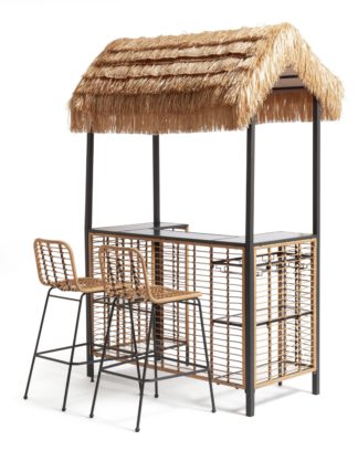 An Image of Habitat Beach Bar Gazebo with Stools - Natural