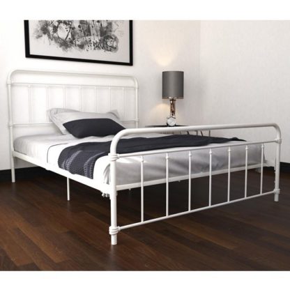 An Image of Wallace Metal King Size Bed In White