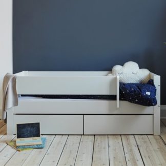 An Image of Huia Kids Day Bed With Saftey Rail And Drawers In White