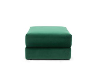 An Image of Heal's Oswald Storage Footstool Velvet Forest Green