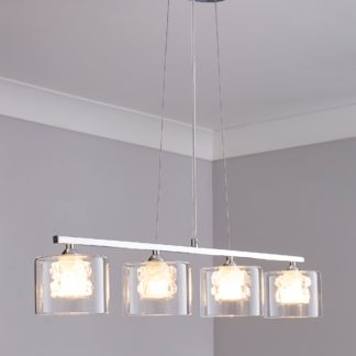 An Image of Erie 4 Light Bar Glass Diner Ceiling Fitting Silver